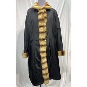 fabrick beige black 7/8 coat reversible w/ squirrel cuffs and tux (62190)
